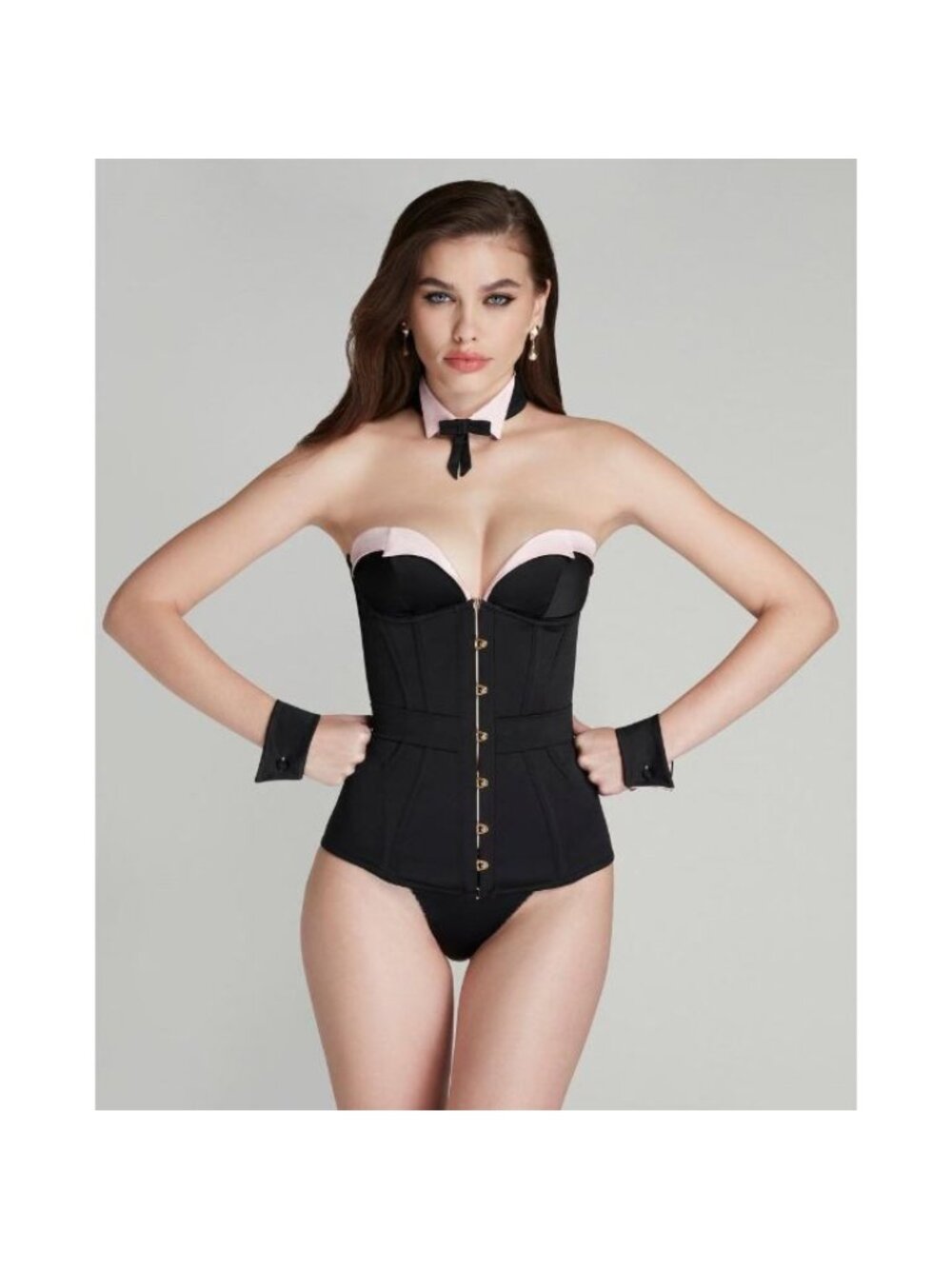 Agent Provocateur Honig Black Baby Pink Corset AP2 Small NWT $650 - Picture 2 of 14